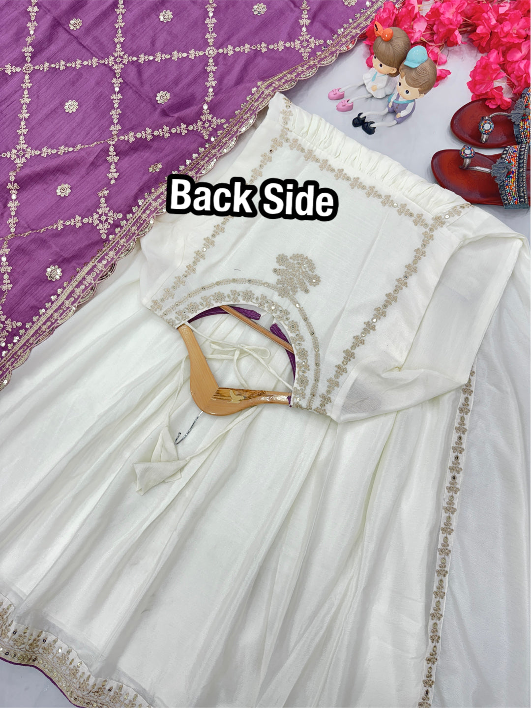 Magnificent Pure Chinon Silk Sequins Embroidered Anarkali Pant Suit - INDIAN ELEGANCE