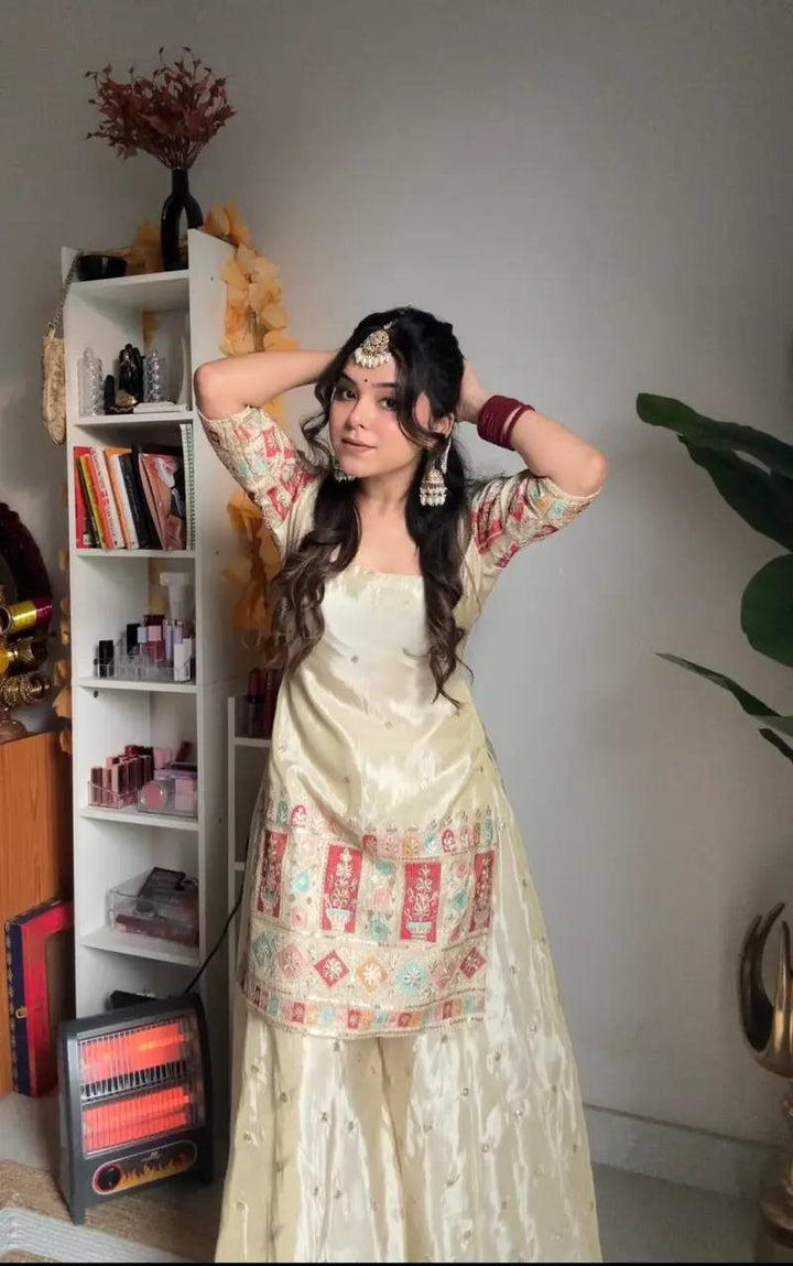 Party-Wear Palazzo Suit Set For Women - Wedding Wear
