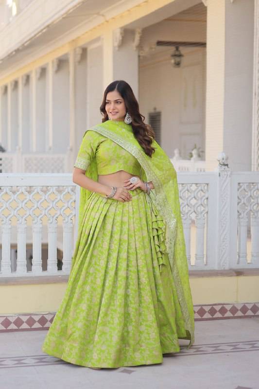Irresistible Viscous Jacquard Sequins Embroidered Lehenga Choli Set - INDIAN ELEGANCE