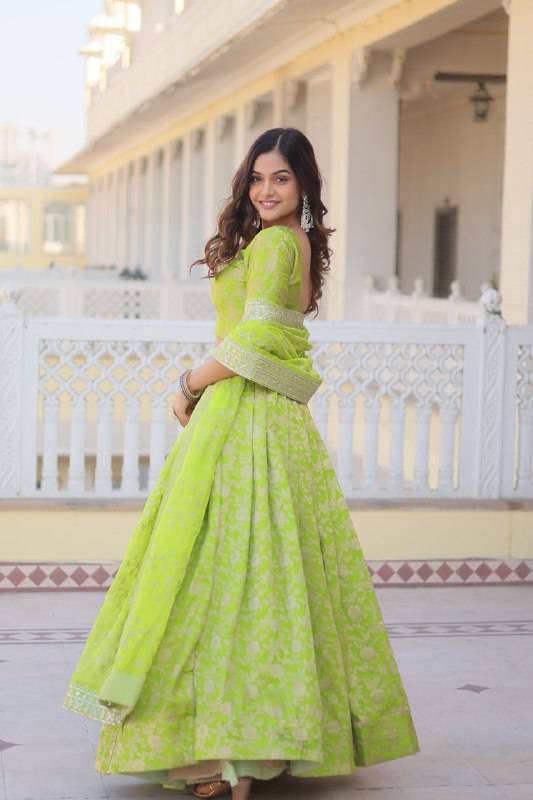 Irresistible Viscous Jacquard Sequins Embroidered Lehenga Choli Set - INDIAN ELEGANCE