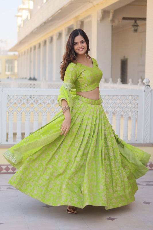 Irresistible Viscous Jacquard Sequins Embroidered Lehenga Choli Set - INDIAN ELEGANCE