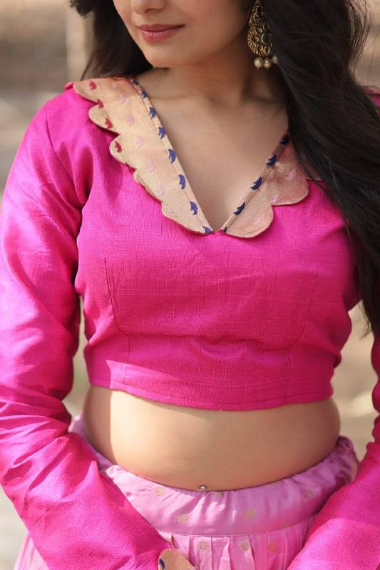 Chic Viscose Jacquard Zari Border Worked Fully Stitched Lehenga Choli - INDIAN ELEGANCE