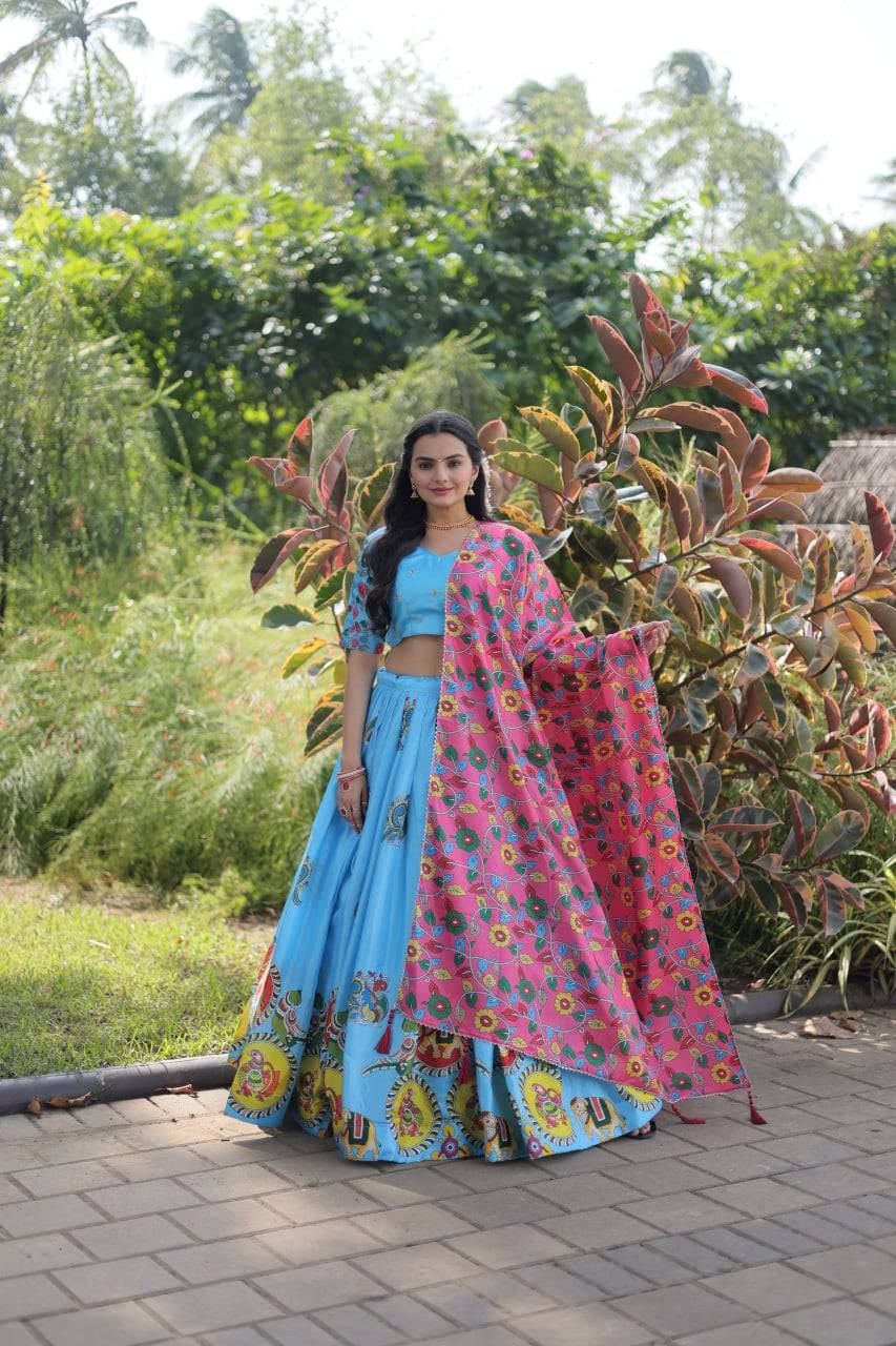 Charming Dola Silk Printed Lehenga Choli Set - INDIAN ELEGANCE