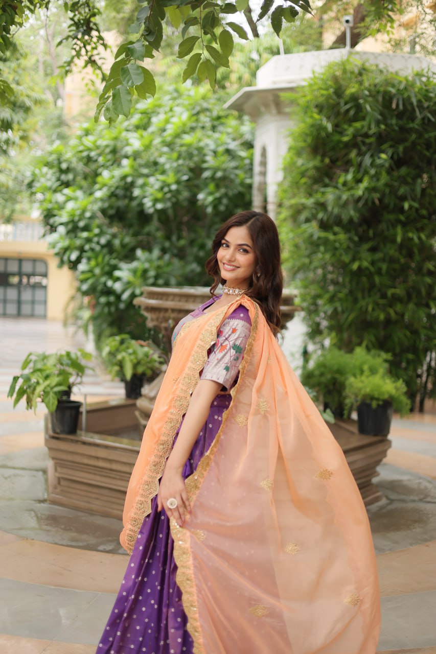 Exquisite Jacquard Meena Weaving Worked Lehenga Choli Set - INDIAN ELEGANCE