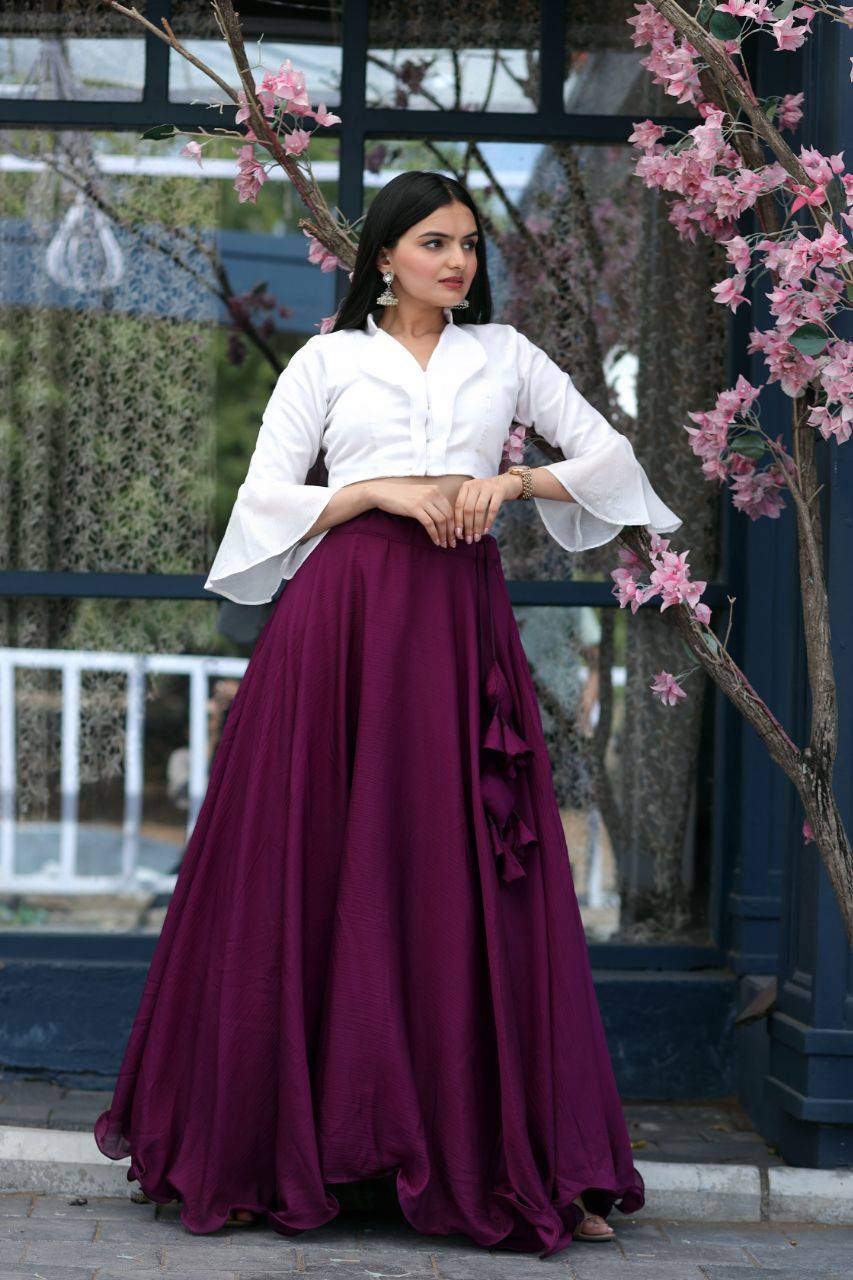 Passionate Chinon Fully Stitched Lehenga Choli Set - INDIAN ELEGANCE