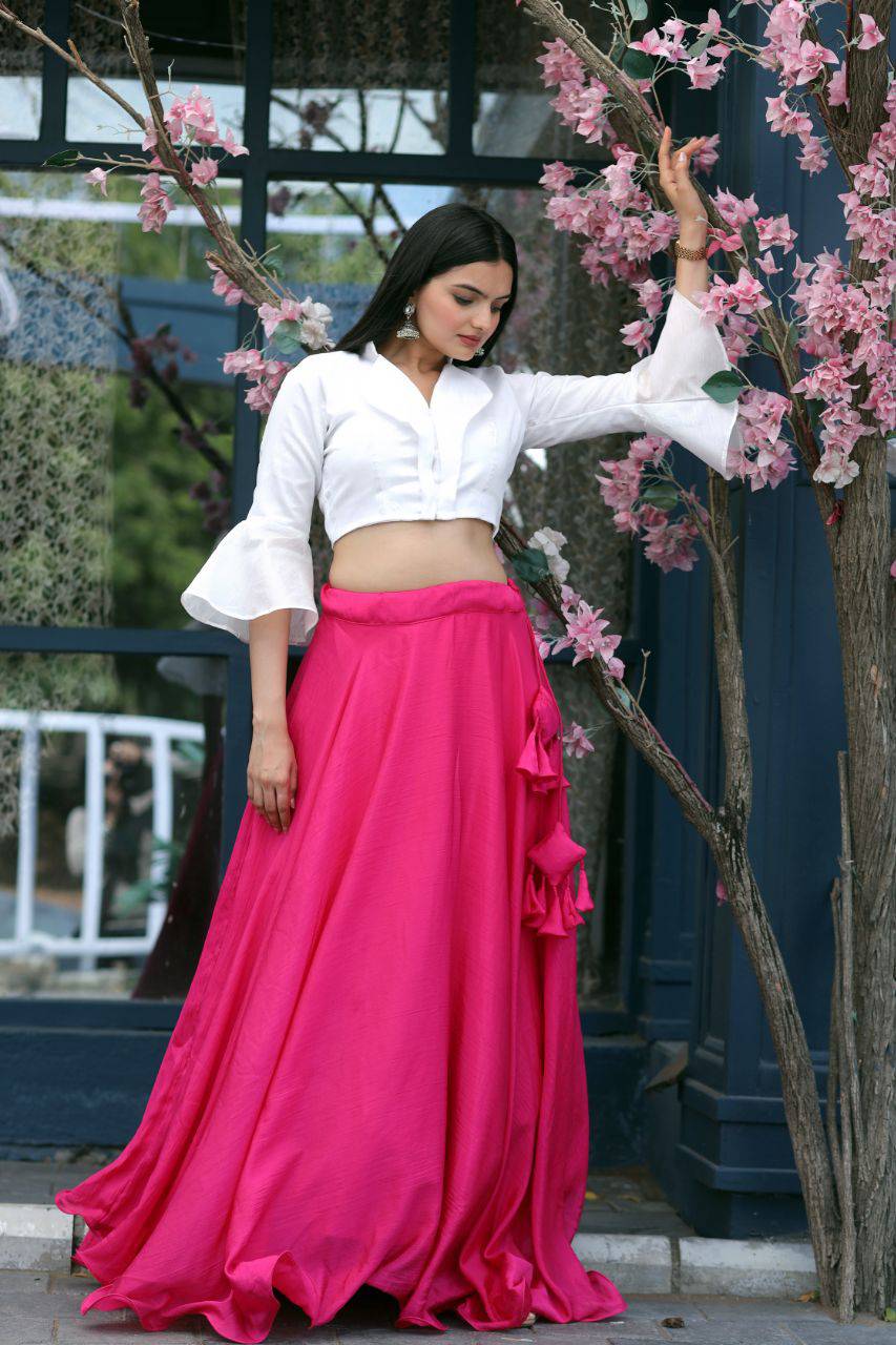 Passionate Chinon Fully Stitched Lehenga Choli Set - INDIAN ELEGANCE