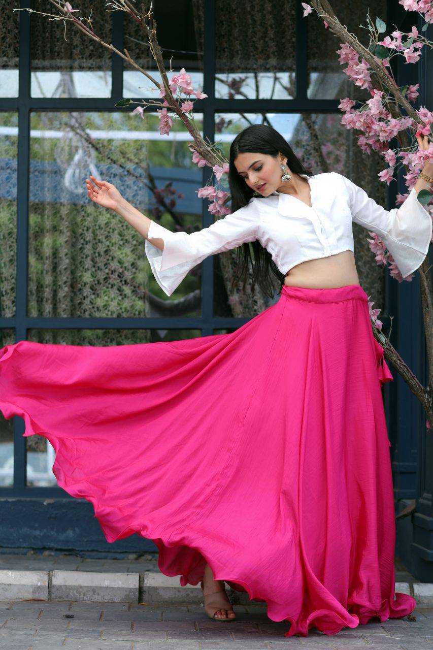 Passionate Chinon Fully Stitched Lehenga Choli Set - INDIAN ELEGANCE