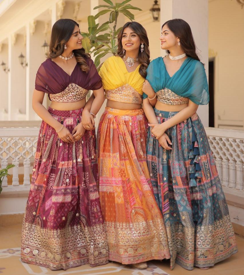 Stylish Russian Silk Floral Designer Lehenga Choli Set - INDIAN ELEGANCE