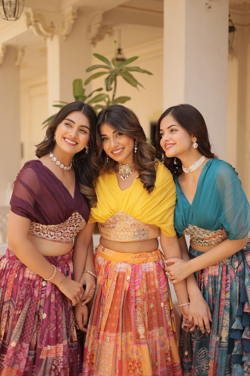 Stylish Russian Silk Floral Designer Lehenga Choli Set - INDIAN ELEGANCE