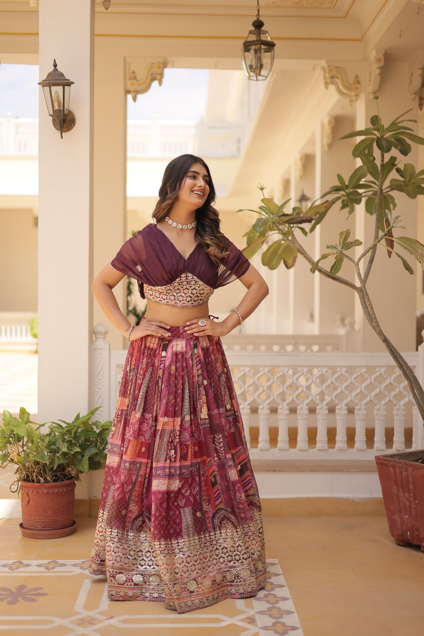 Stylish Russian Silk Floral Designer Lehenga Choli Set - INDIAN ELEGANCE