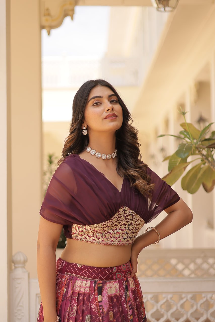 Stylish Russian Silk Floral Designer Lehenga Choli Set - INDIAN ELEGANCE