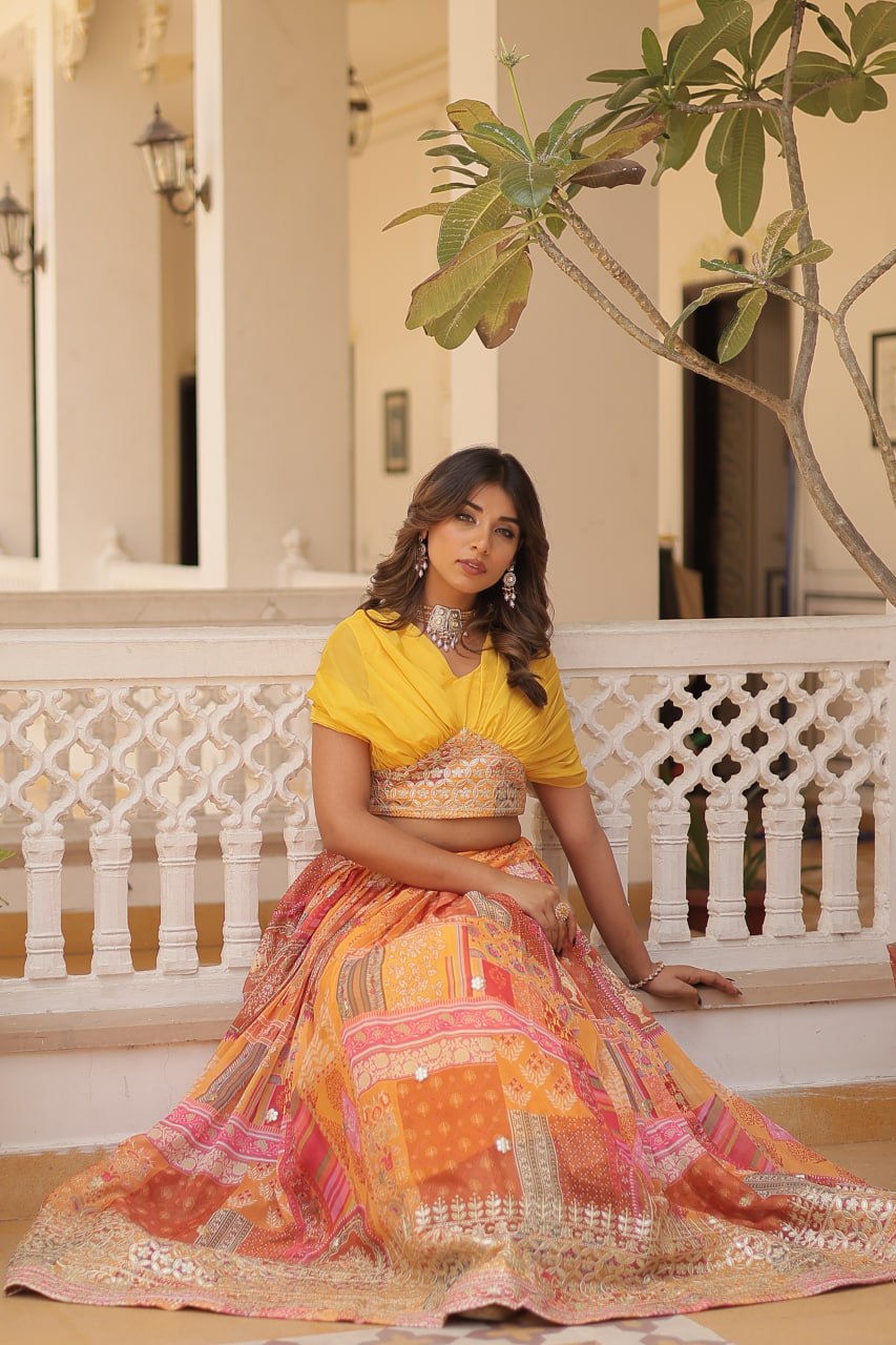 Stylish Russian Silk Floral Designer Lehenga Choli Set - INDIAN ELEGANCE