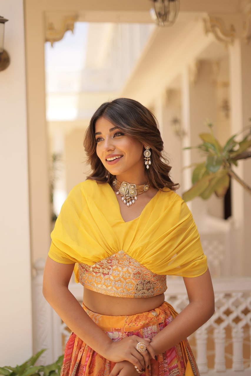 Stylish Russian Silk Floral Designer Lehenga Choli Set - INDIAN ELEGANCE