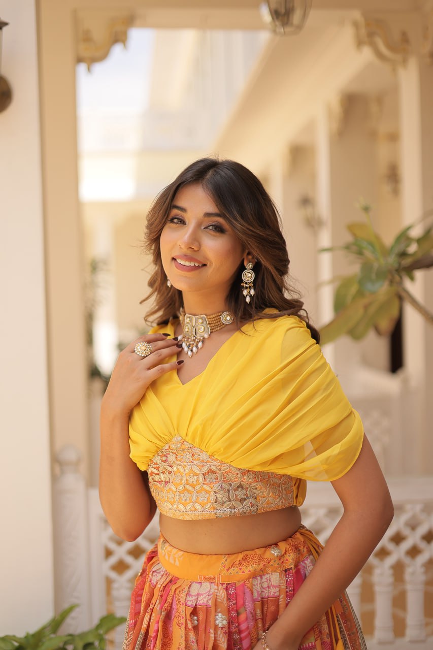 Stylish Russian Silk Floral Designer Lehenga Choli Set - INDIAN ELEGANCE