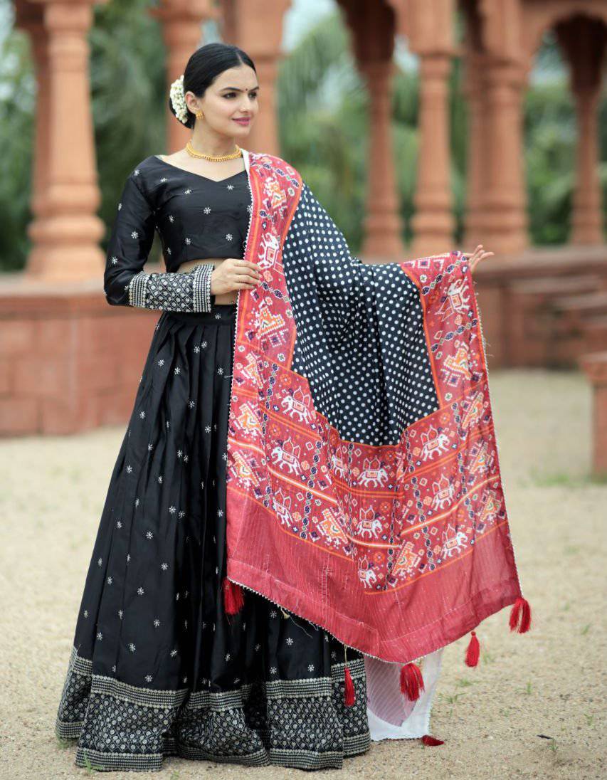 Unique Silk Sequins Embroidered Lehenga Choli Set - INDIAN ELEGANCE