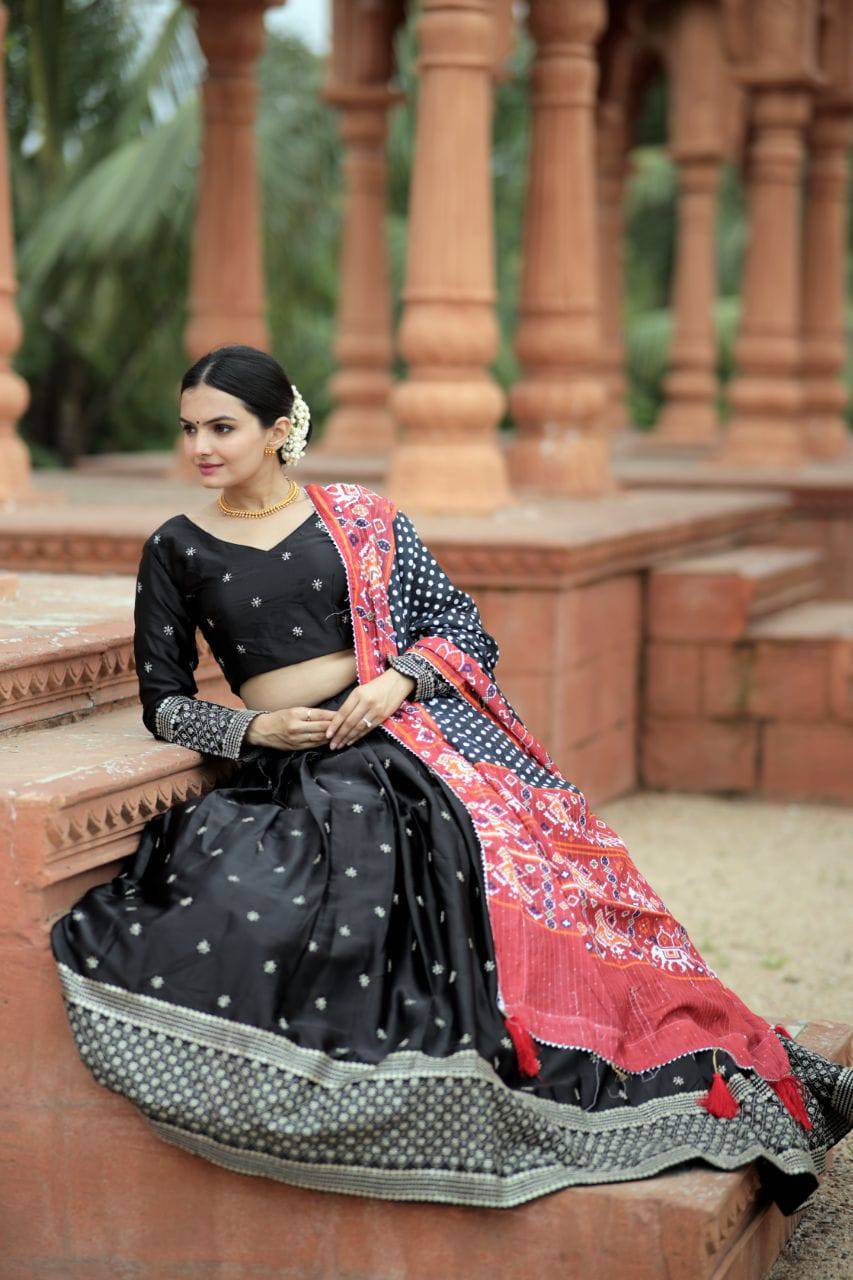 Unique Silk Sequins Embroidered Lehenga Choli Set - INDIAN ELEGANCE