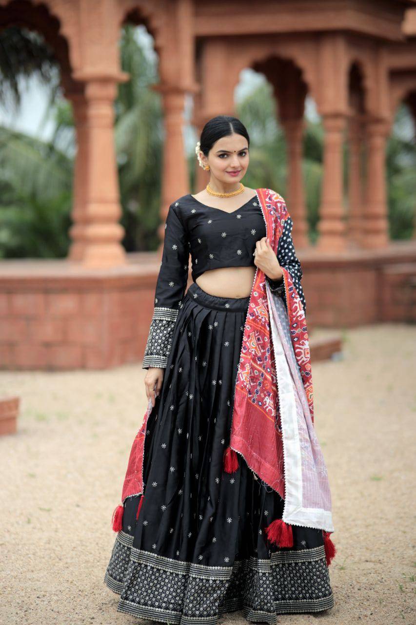 Unique Silk Sequins Embroidered Lehenga Choli Set - INDIAN ELEGANCE