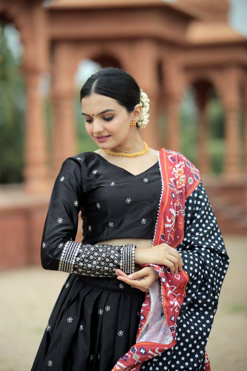 Unique Silk Sequins Embroidered Lehenga Choli Set - INDIAN ELEGANCE