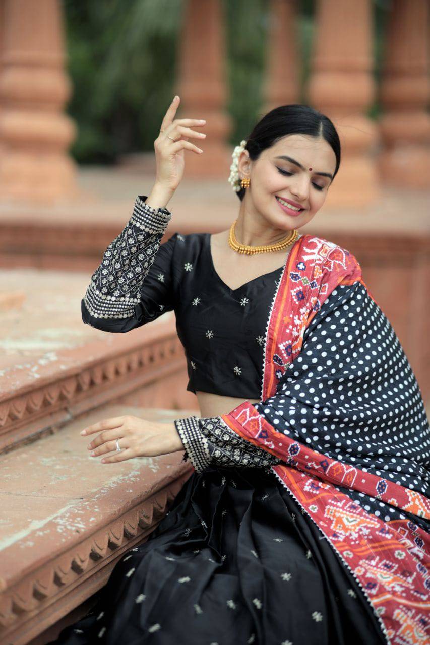 Unique Silk Sequins Embroidered Lehenga Choli Set - INDIAN ELEGANCE