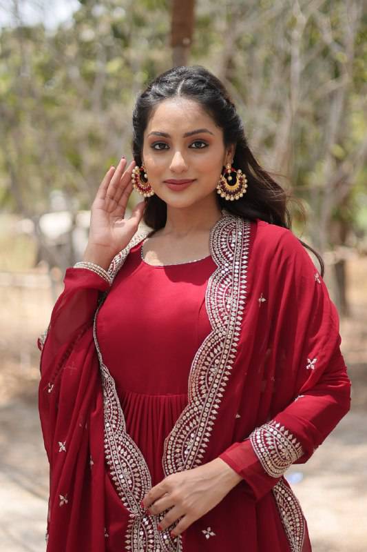 Delightful Faux Georgette 15 Meter Flared Fully Stitched Ruffle Gown - INDIAN ELEGANCE