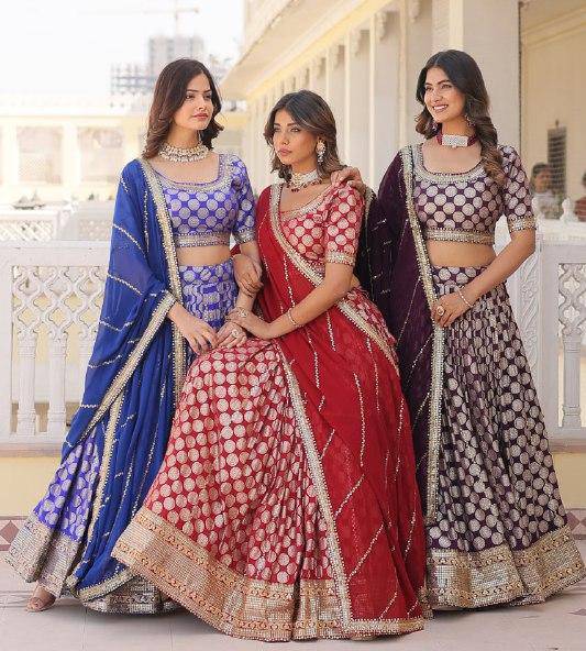Gorgeous Viscous Jacquard Wedding Wear Lehenga Choli - INDIAN ELEGANCE