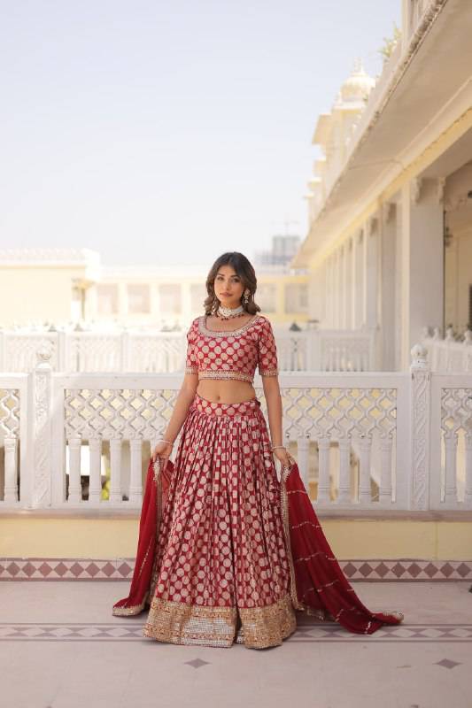 Gorgeous Viscous Jacquard Wedding Wear Lehenga Choli - INDIAN ELEGANCE