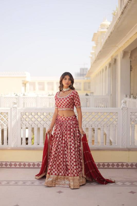 Gorgeous Viscous Jacquard Wedding Wear Lehenga Choli - INDIAN ELEGANCE