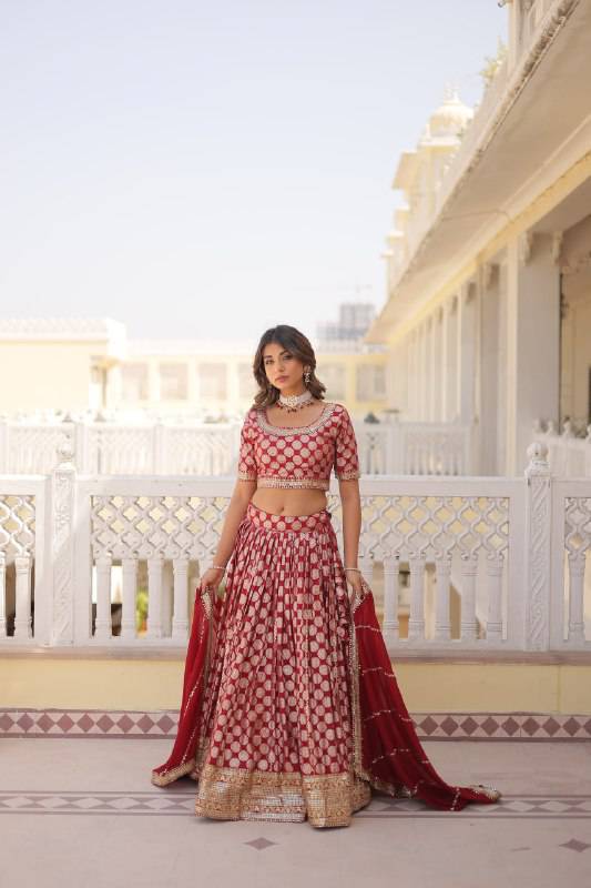 Gorgeous Viscous Jacquard Wedding Wear Lehenga Choli - INDIAN ELEGANCE