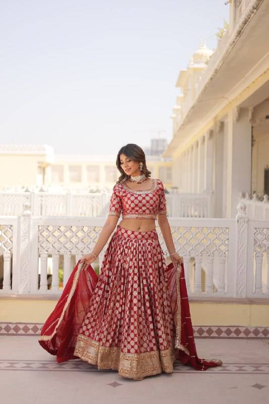 Gorgeous Viscous Jacquard Wedding Wear Lehenga Choli - INDIAN ELEGANCE