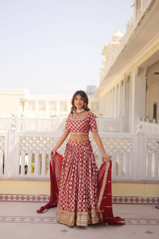 Gorgeous Viscous Jacquard Wedding Wear Lehenga Choli - INDIAN ELEGANCE