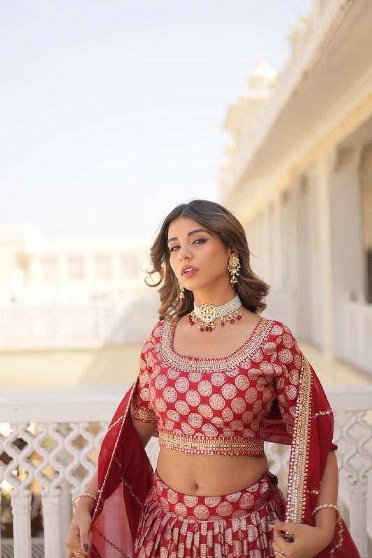 Gorgeous Viscous Jacquard Wedding Wear Lehenga Choli - INDIAN ELEGANCE