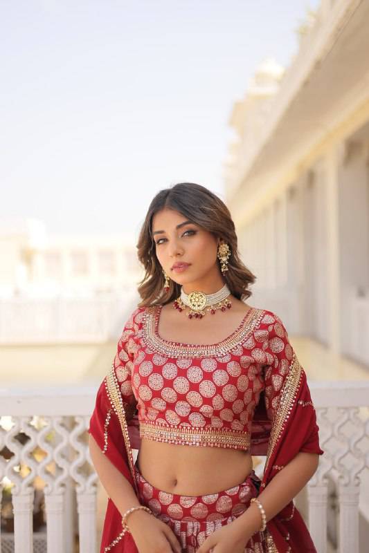 Gorgeous Viscous Jacquard Wedding Wear Lehenga Choli - INDIAN ELEGANCE