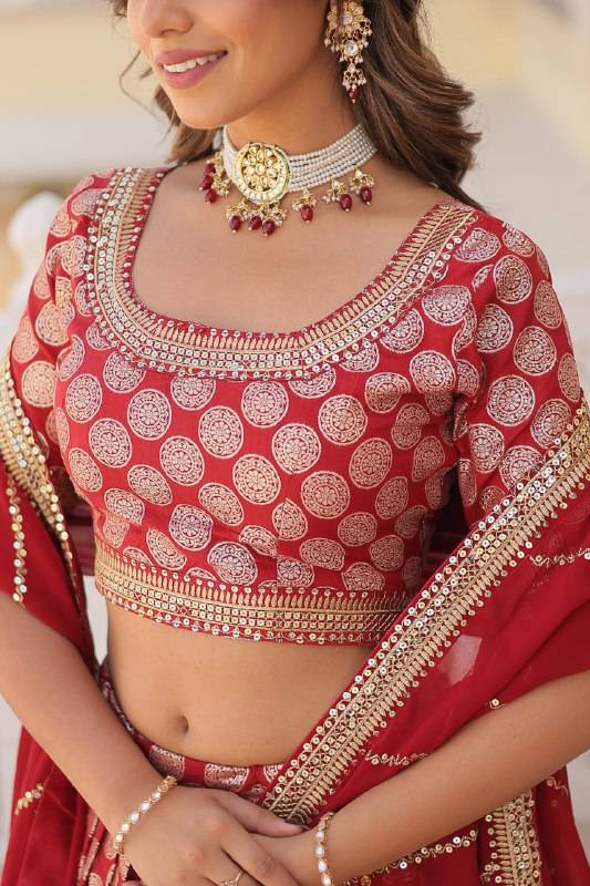 Gorgeous Viscous Jacquard Wedding Wear Lehenga Choli - INDIAN ELEGANCE