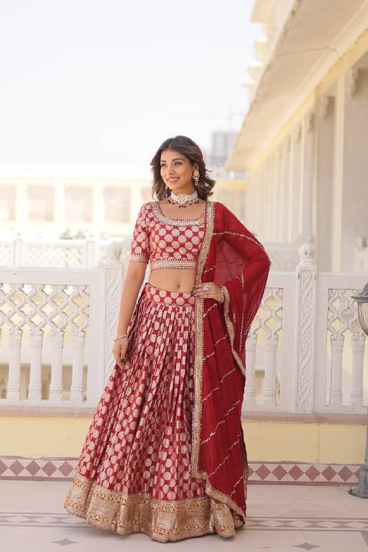 Gorgeous Viscous Jacquard Wedding Wear Lehenga Choli - INDIAN ELEGANCE