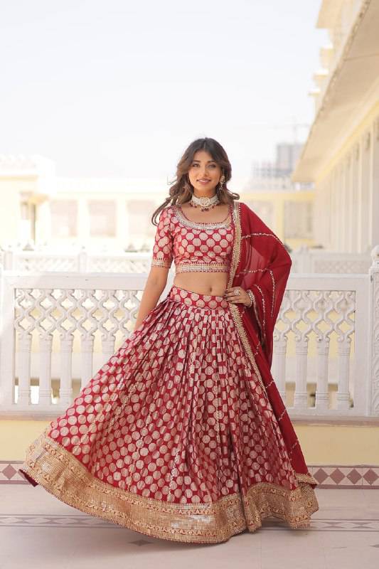 Gorgeous Viscous Jacquard Wedding Wear Lehenga Choli - INDIAN ELEGANCE