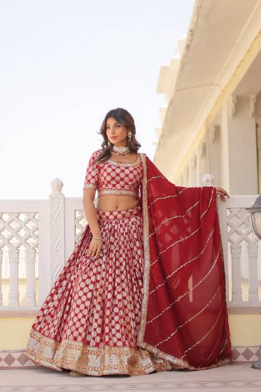 Gorgeous Viscous Jacquard Wedding Wear Lehenga Choli - INDIAN ELEGANCE