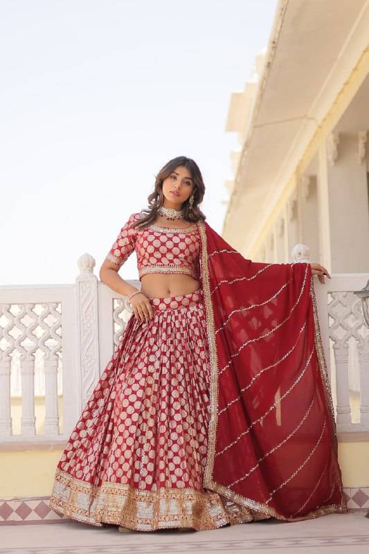 Gorgeous Viscous Jacquard Wedding Wear Lehenga Choli - INDIAN ELEGANCE