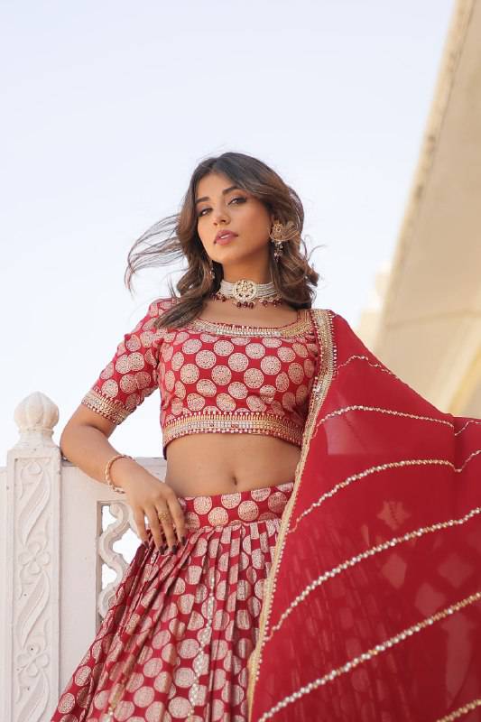 Gorgeous Viscous Jacquard Wedding Wear Lehenga Choli - INDIAN ELEGANCE