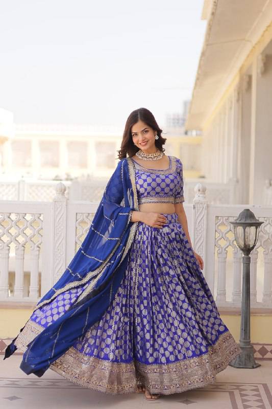 Gorgeous Viscous Jacquard Wedding Wear Lehenga Choli - INDIAN ELEGANCE