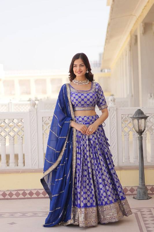 Gorgeous Viscous Jacquard Wedding Wear Lehenga Choli - INDIAN ELEGANCE