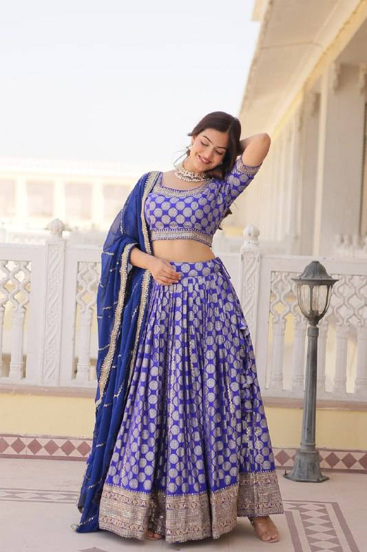 Gorgeous Viscous Jacquard Wedding Wear Lehenga Choli - INDIAN ELEGANCE