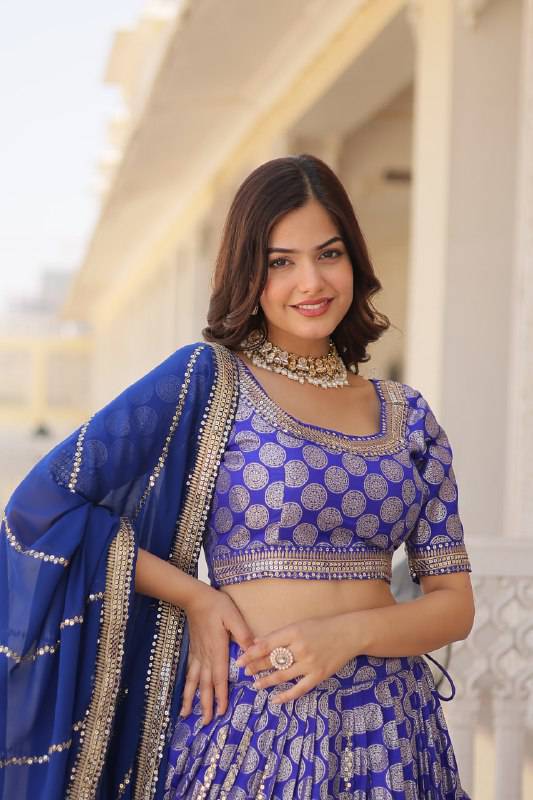 Gorgeous Viscous Jacquard Wedding Wear Lehenga Choli - INDIAN ELEGANCE