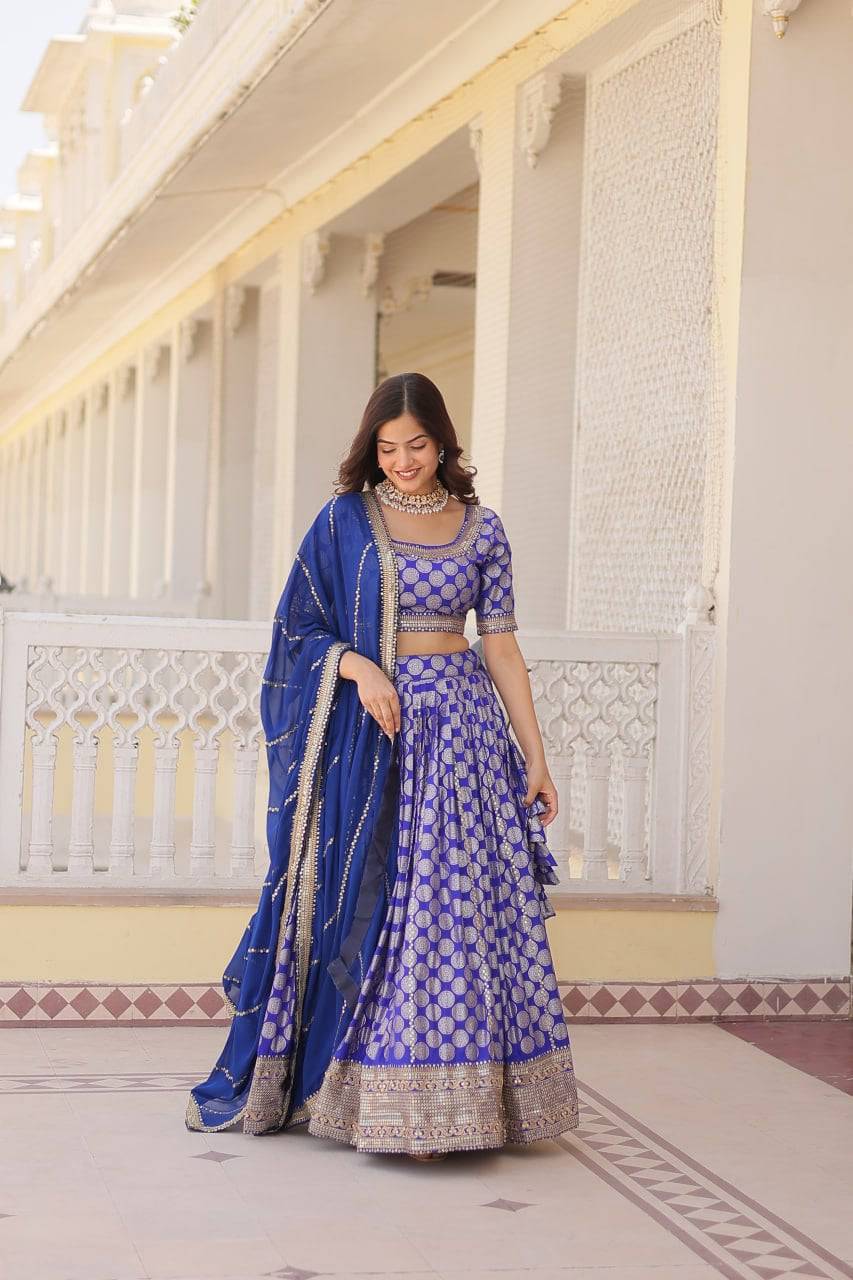 Gorgeous Viscous Jacquard Wedding Wear Lehenga Choli - INDIAN ELEGANCE