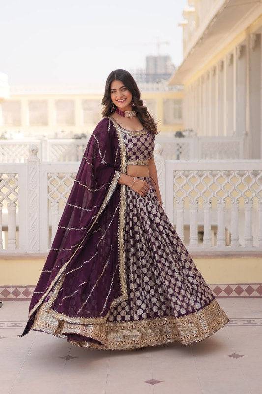 Gorgeous Viscous Jacquard Wedding Wear Lehenga Choli - INDIAN ELEGANCE