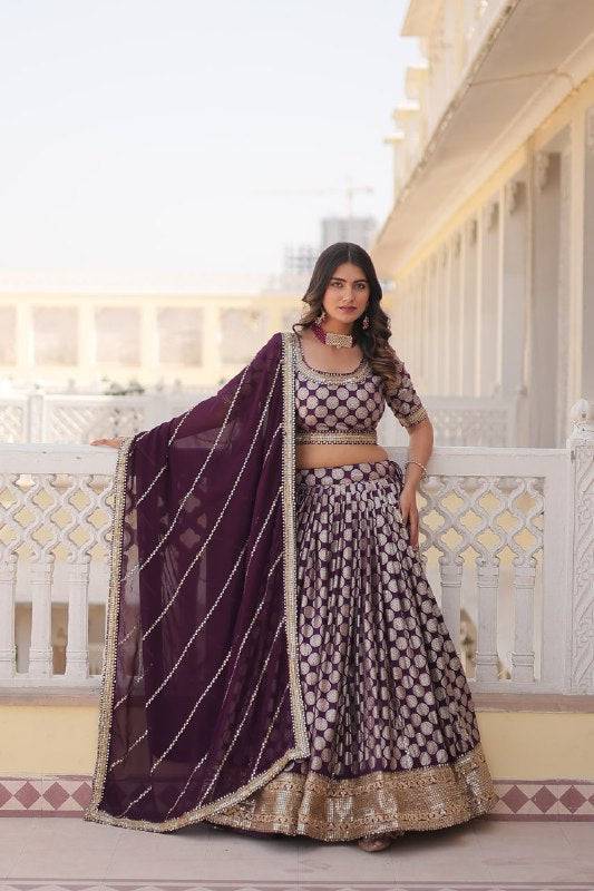 Gorgeous Viscous Jacquard Wedding Wear Lehenga Choli - INDIAN ELEGANCE