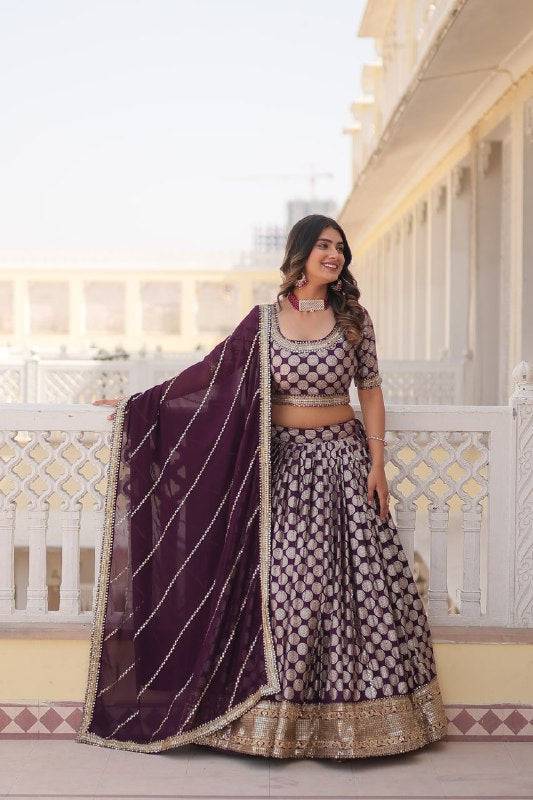 Gorgeous Viscous Jacquard Wedding Wear Lehenga Choli - INDIAN ELEGANCE