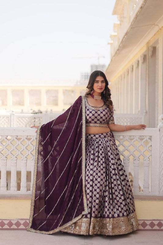 Gorgeous Viscous Jacquard Wedding Wear Lehenga Choli - INDIAN ELEGANCE