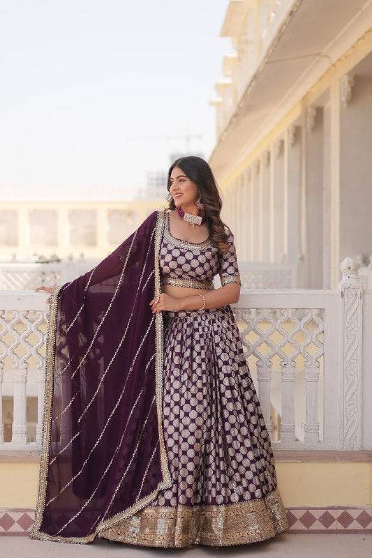 Gorgeous Viscous Jacquard Wedding Wear Lehenga Choli - INDIAN ELEGANCE