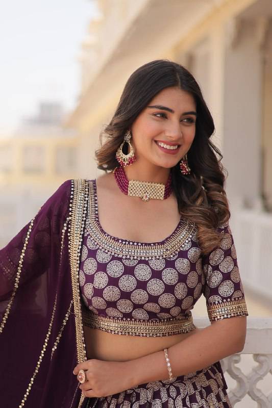 Gorgeous Viscous Jacquard Wedding Wear Lehenga Choli - INDIAN ELEGANCE