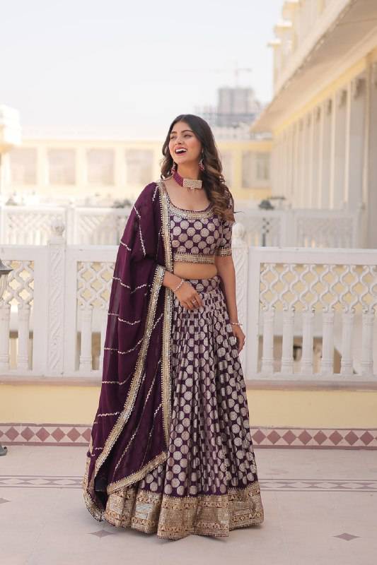 Gorgeous Viscous Jacquard Wedding Wear Lehenga Choli - INDIAN ELEGANCE